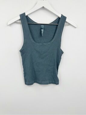 Skims Kim Kardashian Teal Cotton Cropped Tank Top Size XL Loungewear